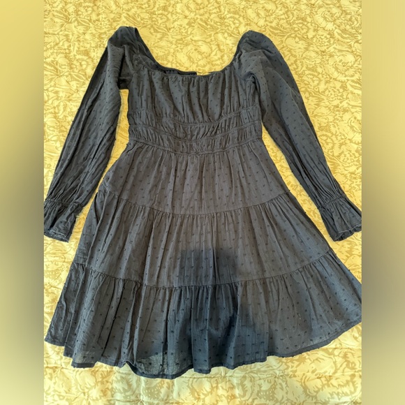 Altar D State Mini Blue Dress Long Sleeve off shoulder Small great condition - Picture 2 of 4